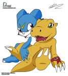  agumon anus blush c0nnerc00n colored crossgender digimon edit female female/female fingering open_mouth pussy pussy_juice tongue tongue_out veemon 