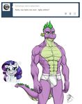  abs anthro clothed clothing dragon equine female friendship_is_magic half-dressed horn male mammal muscles my_little_pony pia-sama rarity_(mlp) skimpy spike_(mlp) topless underwear unicorn 