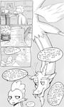  anthro comic discord_(mlp) draconequus dragon duo english_text fangs friendship_is_magic gaydragon half-closed_eyes inside male monochrome my_little_pony open_mouth scalie spike_(mlp) teeth text tongue 