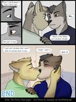  after_the_party canine clothing comic couple cute dialogue jackaloo kissing male male/male mammal party 