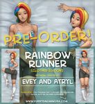  2015 advertisement annoying_watermark anthro anthrofied atryl breasts clothed clothing digital_media_(artwork) female friendship_is_magic hair human humanized legwear looking_at_viewer mammal multicolored_hair my_little_pony open_mouth rainbow_dash_(mlp) rainbow_hair running_shorts shirt smile socks solo watermark 