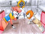  anthro artic_fox cafe canine cat characters fan_character feline fox freeze-pop88 invalid_tag mammal red_fox russian_blue traditional_media_(artwork) 