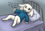  bed bottomless cave_story clothed clothing female fur half-dressed lagomorph mammal mimiga mushbun pomf solo sue_sakamoto video_games white_fur 