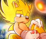  2015 absurd_res anthro cum erection fur hair hedgehog hi_res male mammal masturbation nude open_mouth orgasm penis solo sonic_(series) sonic_the_hedgehog space spice5400 star super_sonic video_games 