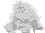  alien crystal_gem female gem_(species) hair jasper_(steven_universe) looking_at_viewer muscles nipples not_furry nude steven_universe unnecessaryfansmut 