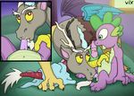  discord_(mlp) draconequus dragon duo friendship_is_magic male male/male my_little_pony oral penis spike_(mlp) vikacala 
