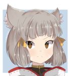  1girl animal_ear_fluff bangs blunt_bangs blunt_ends brown_eyes chocomiru commentary english_commentary frown grey_hair looking_at_viewer nintendo niyah outside_border portrait short_hair sketch_eyebrows solo v-shaped_eyebrows xenoblade_(series) xenoblade_2 