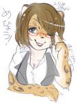  brown_hair ehime_mikan eyewear feline female glasses green_eyes hair kemono mammal one_eye_closed open_mouth tiger 
