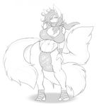 big_breasts big_butt breasts butt canine cleavage clothed clothing female fox hairband loincloth mammal multiple_tails muscles muscular_female pose rai scarf shirt smile standing tank_top thick_thighs wristband wyntersun 
