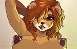  areola breasts brown_fur brown_hair female fenoxo fur game_(disambiguation) hair kiro_(tits) male mammal red_eyes solo tanuki wolfy-nail 