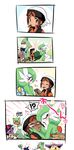  &gt;_&lt; 1boy 5koma anger_vein bad_id bad_pixiv_id bano_akira blush brown_hair closed_eyes comic delcatty eating gardevoir gen_3_pokemon hat heart highres imminent_kiss pokemon pokemon_(creature) pokemon_(game) pokemon_oras sceptile sharpedo silent_comic surprised yuuki_(pokemon) 