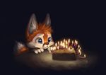  2015 ambiguous_gender birthday birthday_cake blue_eyes cake candle canine cute food fox mammal silverfox5213 solo 