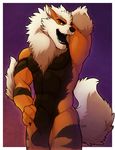  abs aluminemsiren anthro arcanine biceps canine fluffy fur male mammal muscles nintendo open_mouth pecs pok&eacute;mon red_eyes video_games 