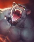  abs big_muscles drooling fangs fur male muscles nude null-ghost open_mouth saliva teeth tongue tongue_out 