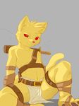  arm_wraps barefoot cat clothing digital_media_(artwork) feline leg_wraps loincloth looking_at_viewer mammal sitting smirk spread_legs spreading sword tderek99 weapon 