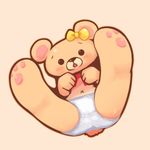  anthro bear blush bow butt camel_toe clothed clothing cub cute female half-dressed low_res mammal navel omunikin open_mouth panties pawpads paws plain_background solo spread_legs spreading topless underwear young 