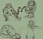  action_pose anthro breasts contortion crouching feline female flexible flexing kung_fu_panda mammal master_tigress monochrome multiple_images multiple_poses muscles myheartpumpspiss nude opencanvas pussy sketch standing stretching stripes tiger upside_down 