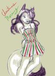  anthro canine christmas clothed clothing cub dress female fox fur holidays invalid_tag koshkio mammal sketch standing young 