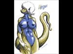  2009 afro anthro black_background blue_nipples blue_scales breasts claws english_text female forked_tongue fur gecko green_eyes hair kalnareff lizard navel nipples nude orange_scales plain_background pussy raised_tail reptile scalie smile solo text tongue tongue_out vergel white_background white_fur white_hair 