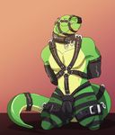  bdsm bondage bound collar dinosaur hologram_(artist) male reptile scalie solo 