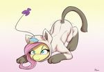  2015 alasou cat_suit cute equine female feral fluttershy_(mlp) friendship_is_magic mammal my_little_pony pegasus wings 