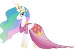  2015 90sigma absurd_res alpha_channel clothing dress equine female feral friendship_is_magic fur hair hi_res horn mammal multicolored_hair my_little_pony princess_celestia_(mlp) purple_eyes smile solo white_fur winged_unicorn wings 