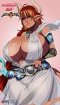  2015 big_breasts breasts cleavage clothed clothing corruption_of_champions crossover erect_nipples excellia_(coc) female horn huge_breasts minotaur mugenillustrations nipples sophitia soul_calibur 