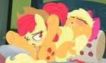 69 2015 anus applejack_(mlp) bed blonde_hair blush butt clitoris cowboy_hat cunnilingus cutie_mark dtcx97 duo earth_pony equine eyes_closed female feral freckles friendship_is_magic hair hat hi_res hooves horse incest inside lying mammal my_little_pony on_back on_bed on_top oral pillow pony pussy pussy_juice sex sibling sisters tongue tongue_out underhoof vaginal young 