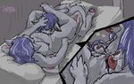  bat bed bedroom big_breasts blue_hair breasts chubby clitoris cunnilingus cutaway female fur grey_fur hair hand_holding incest licking lying male male/female mammal mother mother_and_son on_back on_bed oral parent paru_(artist) pussy sex son sweat tongue tongue_out vaginal wet wings 