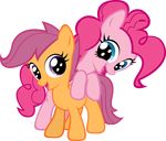  alpha_channel big_eyes duo equine eyelashes female friendship_is_magic fur hair hooves horse mammal mustang-blaze my_little_pony open_mouth orange_fur pink_fur pink_hair pinkie_pie_(mlp) plain_background pony purple_hair scootaloo_(mlp) smile tongue transparent_background 