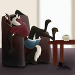  2015 anthro canine coffee female gangstaguru mammal morning paws relaxing table wolf 