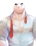  arex clothing dinosaur facial_hair male muscles necktie o-ro pecs shirt 