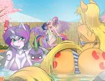  2015 anthro anthrofied applejack_(mlp) bikini blonde_hair blue_eyes blush butt cherry_blossom clothing cutie_mark dock dragon earth_pony equine female friendship_is_magic group hair hi_res horn horse long_hair mammal multicolored_hair my_little_pony open_mouth outside patreon pink_hair pinkie_pie_(mlp) pointing pony princess_cadance_(mlp) purple_hair rarity_(mlp) rear_view scalie spike_(mlp) swimsuit the-unicorn-lord towel tree twilight_sparkle_(mlp) unicorn water winged_unicorn wings 