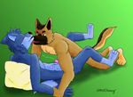  anal anthro canine cum cum_on_stomach derrik dog full_color german_shepherd licking lying male male/male mammal masen missionary_position muscles on_back penetration penis sex smoothwag tongue tongue_out wolf 