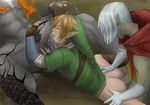  abs anal anal_penetration butt cum demise eyes_closed ghirahim group group_sex link male male/male nintendo open_mouth oral penetration penis piercing sex sitting skyward_sword the_legend_of_zelda tongue unknown_artist video_games 