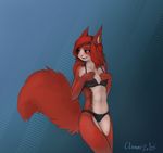  2015 ami blue_eyes blush bra clothed clothing cute female frilly girly hair half-dressed happy mammal oonami panties panting pose red_hair rodent simple_background sketch skimpy smile solo speedpaint squirrel standing underwear 