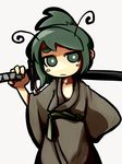  antennae green_eyes green_hair japanese_clothes short_hair solo sword touhou ugif weapon wriggle_nightbug 