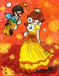  bee blush costume crown dress luigi mario_(series) nintendo princess_daisy saiiko smile super_mario super_mario_bros. super_mario_galaxy super_mario_land 
