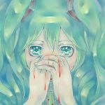  aqua_eyes aqua_hair bad_id bad_pixiv_id blood bloody_nose close-up face hatsune_miku heat_so02 solo twintails vocaloid 