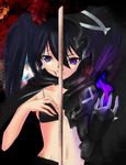  absurdres bikini_top black_hair black_rock_shooter black_rock_shooter_(character) blue_eyes coat flat_chest fusion highres insane_black_rock_shooter long_hair sword twintails ushas very_long_hair weapon 