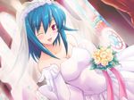  blue_hair blush dress duplicate flower shimaima shimaima. smile wedding wedding_dress wink 