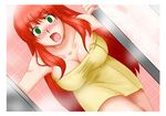  bath blush breasts cleavage green_eyes hong_meiling large_breasts long_hair naked_towel open_mouth red_hair solo surprised touhou towel tsukinoya very_long_hair 