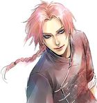  blue_eyes braid chinese_clothes gintama kamui_(gintama) lily_(artist) lowres male_focus pink_hair single_braid solo 