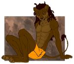  2015 anthro beads claws clothed clothing deyvarah dreadlocks feline half-dressed lion looking_at_viewer male mammal paws rasta smile solo swimsuit topless whiskers 
