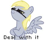  alpha_channel blonde_hair crossed_arms deal_with_it derpy_hooves_(mlp) equine eyewear friendship_is_magic fur grey_fur hair mammal meme my_little_pony pegasus plain_background reaction_image smile solo sunglasses transparent_background wings 