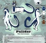  antlers blue_fur claws dragon fluff_dragon fluffy fluffy_tail fur furred_dragon horn hybrid male model_sheet muzzle_tabs neon_furries palidor pallet tongue white_fur 
