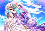  2015 absurd_res cute equine female feral friendship_is_magic hi_res horn lyra-senpai mammal my_little_pony princess_celestia_(mlp) twilight_sparkle_(mlp) unicorn winged_unicorn wings 