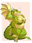  &lt;3 2015 anthro breasts chubby claws dragon female holding_breasts horn nude overweight scales smile smoke solo thick_thighs usbdongle wings yellow_eyes 