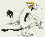  black_scales claws digitigrade egan fur horn invalid_tag kaprikaaz male purple_eyes scaled_underbelly solo tail_tuft tongue tuft white_fur 