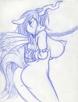  2015 anthro anthrofied areola armbinder big_breasts breasts butt chain changeling collar feline female friendship_is_magic hair horn king-cheetah mammal monochrome my_little_pony nipples nude queen_chrysalis_(mlp) rope sketch solo 
